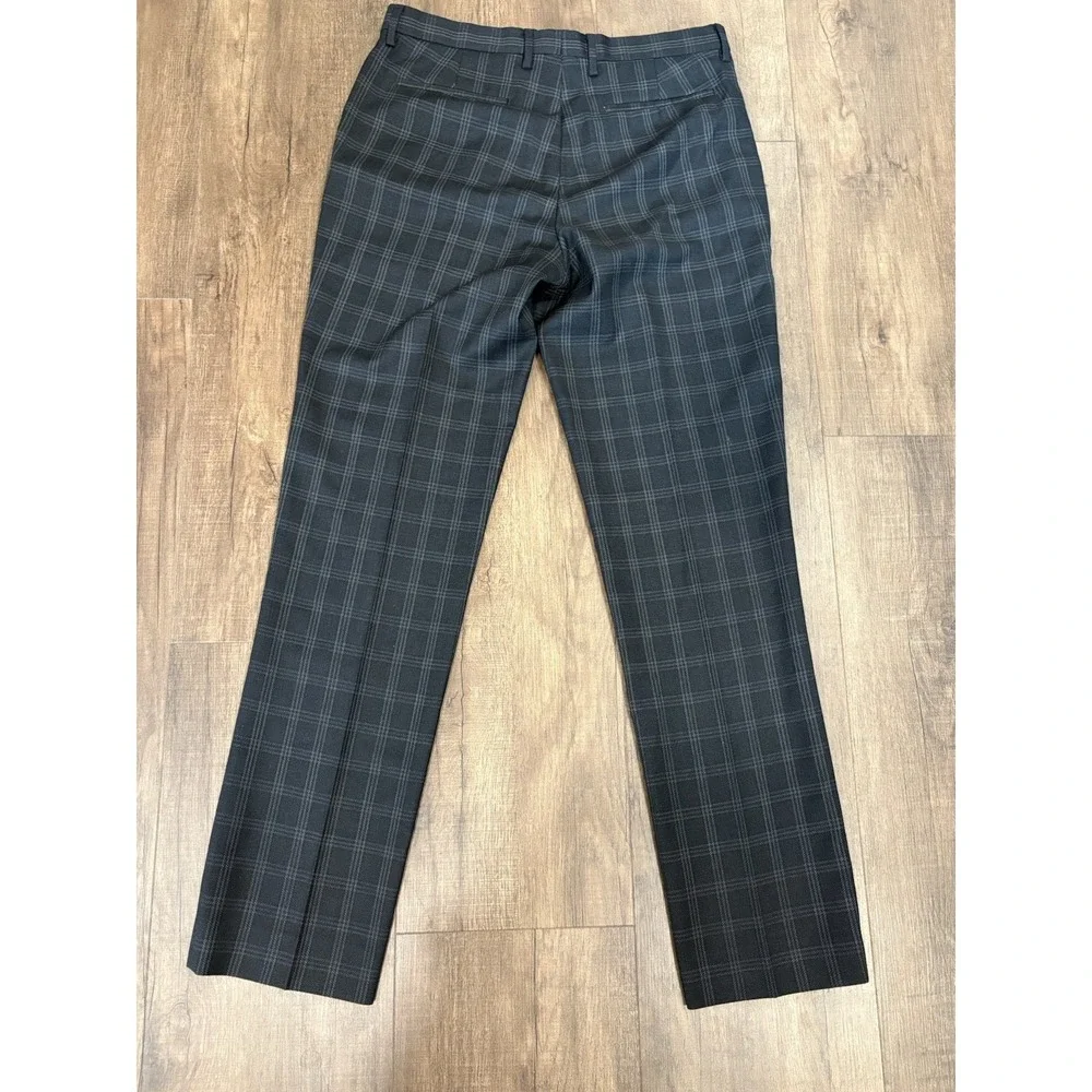 Banana Republic Pants Mens 33x34 Black Slim Nano Wool Plaid Dress Slacks Suit